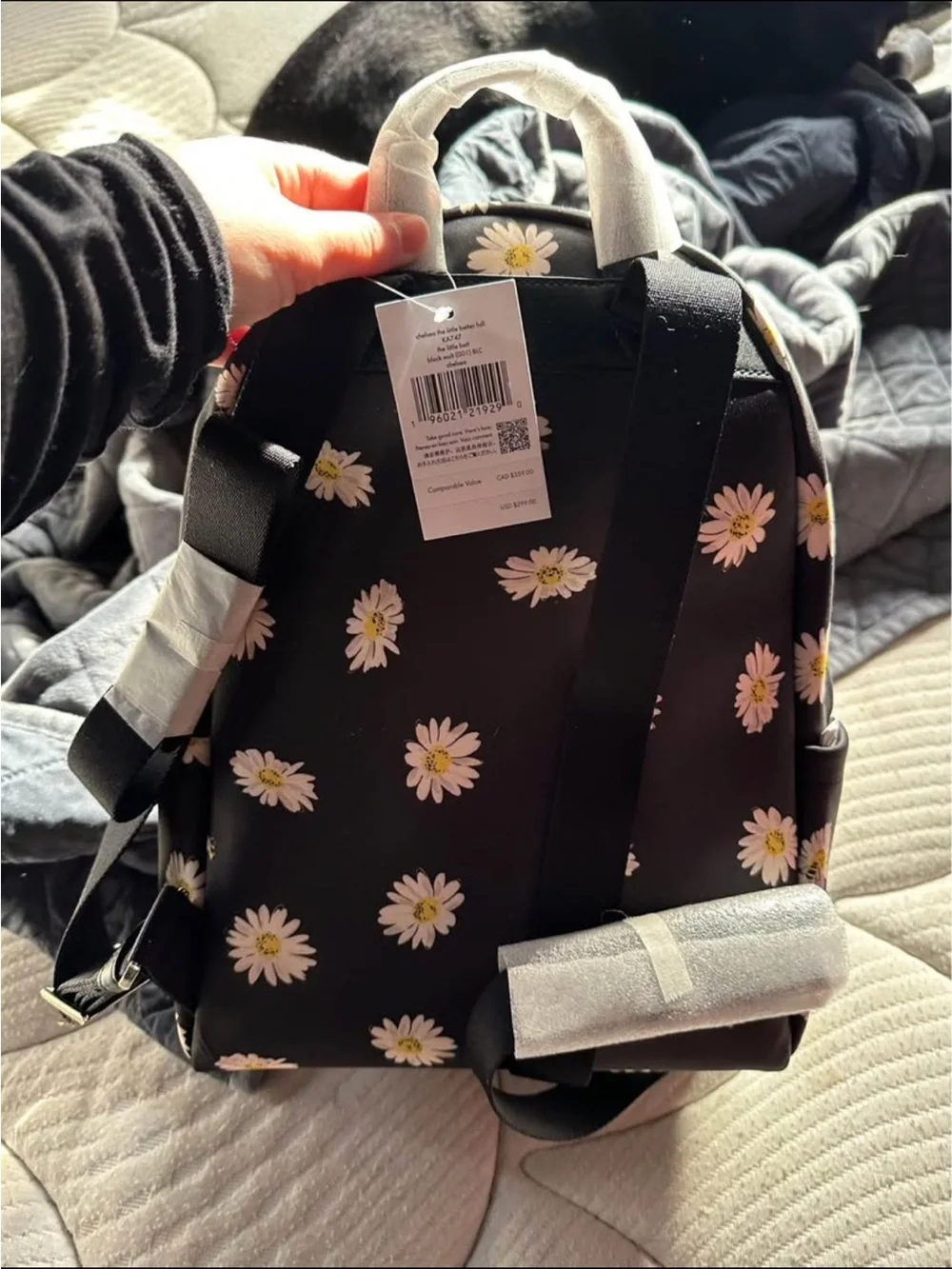 kate spade Black Daisy Print Mini Backpack